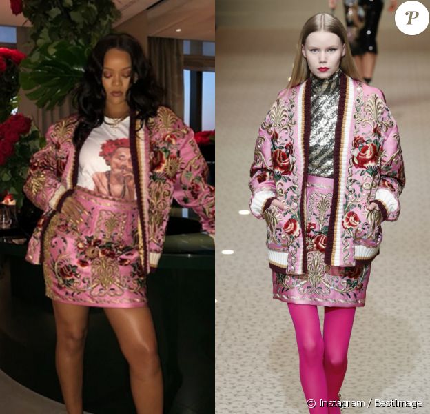 Rihanna craque pour une tenue Dolce &amp; Gabbana collection automne-hiver 2018-2019.