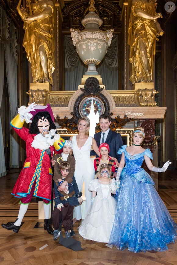 Exclusif - Elodie Gossuin-Lacherie, son mari Bertrand Lacherie et leur enfants Rose, Joséphine, Jules et Léonard - Avant-première de la nouvelle saison "Festival Pirates et Princesses" de Disneyland Paris au Palais Garnier à Paris, France, le 9 mars 2018.© Cyril Moreau/Bestimage