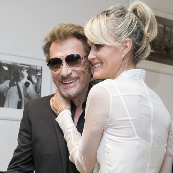 Johnny Hallyday et sa femme Laeticia Hallyday - People au défilé de mode Haute-Couture automne-hiver 2016/2017 "Christian Dior" à Paris. Le 4 juillet 2016 © Olivier Borde / Bestimage