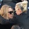 Le président Emmanuel Macron, David Hallyday, Laura Smet, Laeticia Hallyday et ses filles Joy et Jade - Arrivées des personnalités en l'église de La Madeleine pour les obsèques de Johnny Hallyday à Paris le 8 decembre 2017. © Veeren/Bestimage