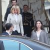 Angelina Jolie quitte le palais de l'Elysée après un rendez-vous avec Brigitte Macron à Paris le 30 janvier 2018.