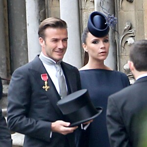 David et Victoria Beckham au mariage du prince William et de Kate Middleton à l'abbaye de Westminster le 29 avril 2011