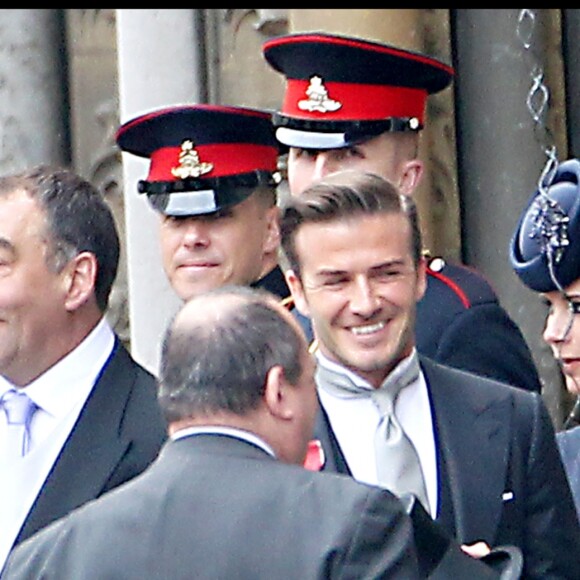 David et Victoria Beckham au mariage du prince William et de Kate Middleton à l'abbaye de Westminster le 29 avril 2011