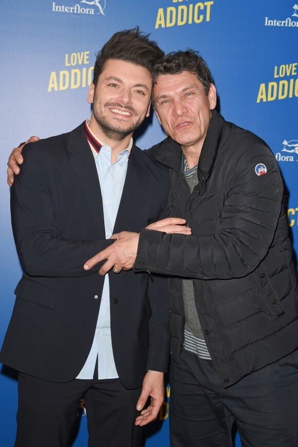 Kev Adams et Marc Lavoine - Avant-première du film "Love Addict" au cinéma Gaumont Champs-Elysées Marignan à Paris, le 16 avril 2018. © Coadic Guirec/Bestimage