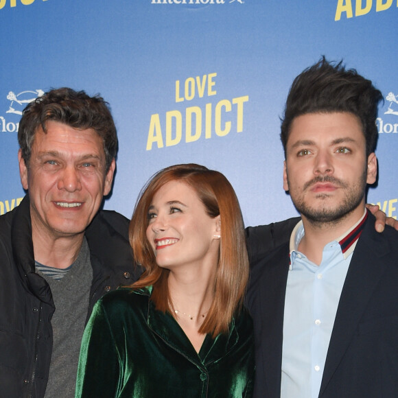 Marc Lavoine, Mélanie Bernier et Kev Adams - Avant-première du film "Love Addict" au cinéma Gaumont Champs-Elysées Marignan à Paris, le 16 avril 2018. © Coadic Guirec/Bestimage