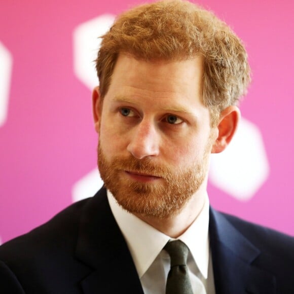 Le prince Harry lors du Commonwealth Youth Forum à Londres le 16 avril 2018, au centre de conférences Reine Elizabeth II.