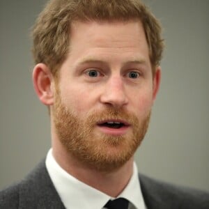 Le prince Harry au lancement de l'opération "Walk of America" avec l'association Walking with the Wounded au Mandarin Oriental à Londres le 11 avril 2018.