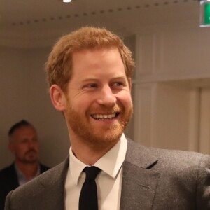 Le prince Harry au lancement de l'opération "Walk of America" avec l'association Walking with the Wounded au Mandarin Oriental à Londres le 11 avril 2018.