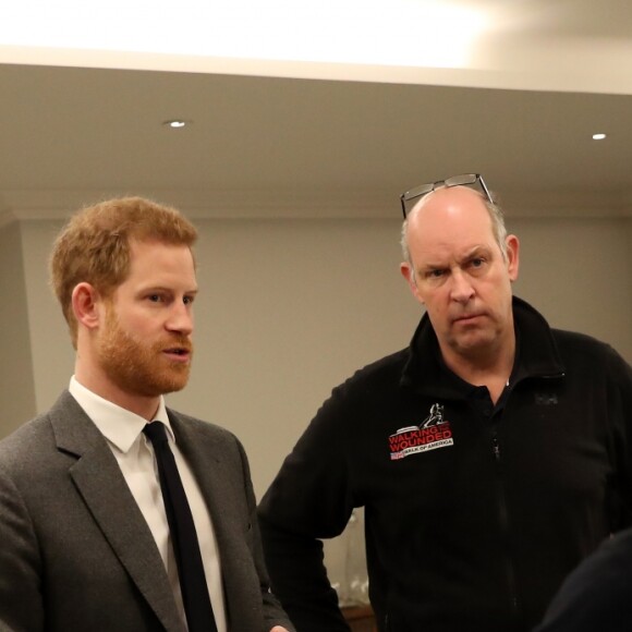 Le prince Harry au lancement de l'opération "Walk of America" avec l'association Walking with the Wounded au Mandarin Oriental à Londres le 11 avril 2018.