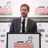 Le prince Harry au lancement de l'opération "Walk of America" avec l'association Walking with the Wounded au Mandarin Oriental à Londres le 11 avril 2018.