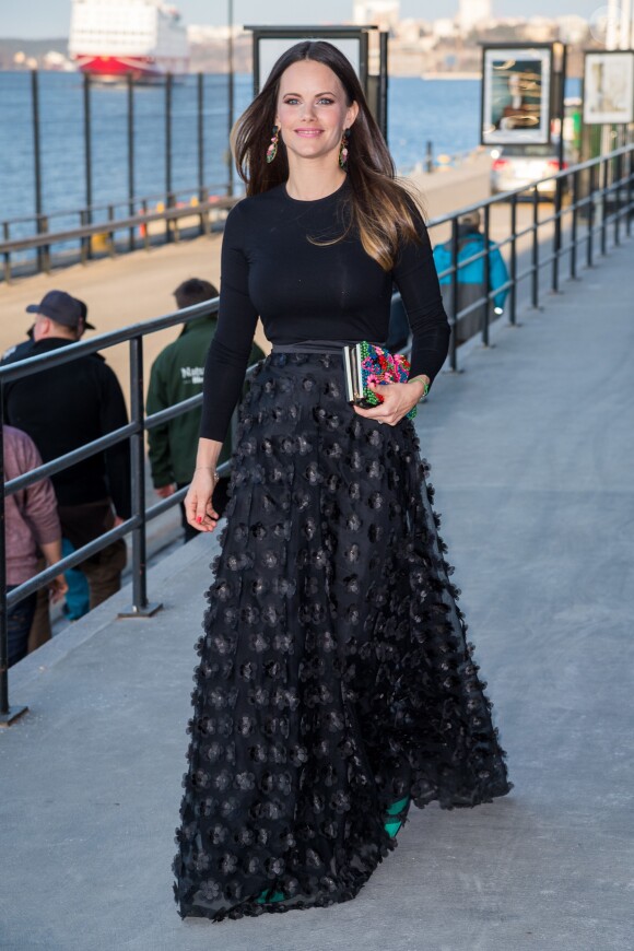 La princesse Sofia de Suède le 17 avril 2018 au Musée de la photographie de Stockholm pour le gala de printemps du Programme de développement des Nations unies.