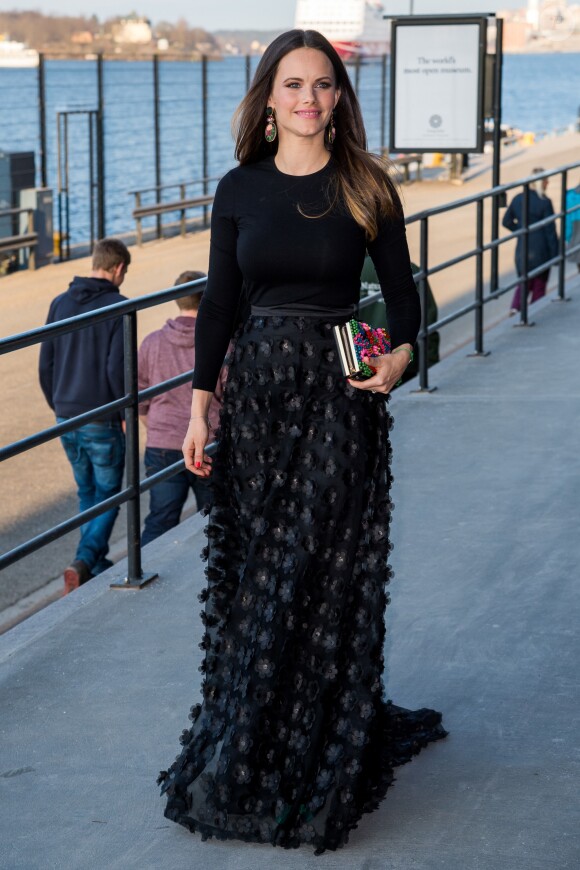 La princesse Sofia de Suède le 17 avril 2018 au Musée de la photographie de Stockholm pour le gala de printemps du Programme de développement des Nations unies.