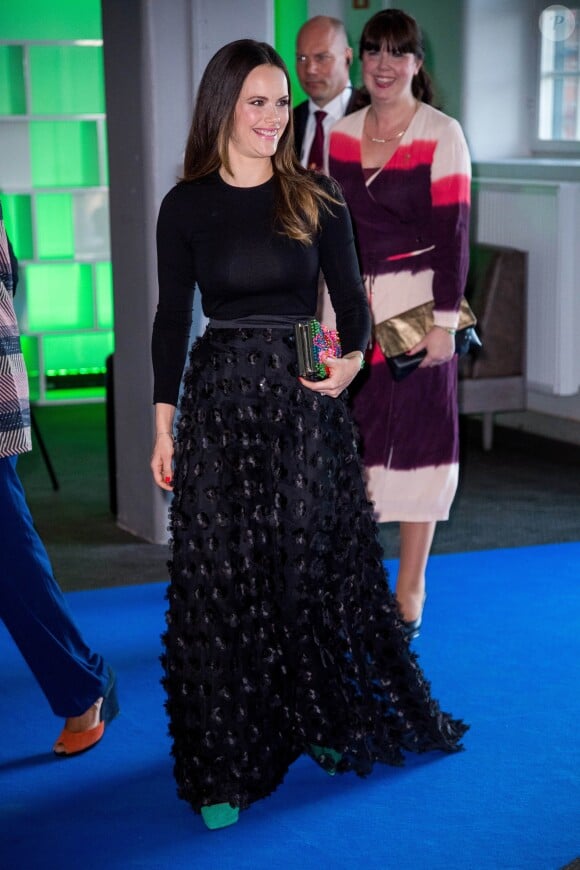 La princesse Sofia de Suède le 17 avril 2018 au Musée de la photographie de Stockholm pour le gala de printemps du Programme de développement des Nations unies.