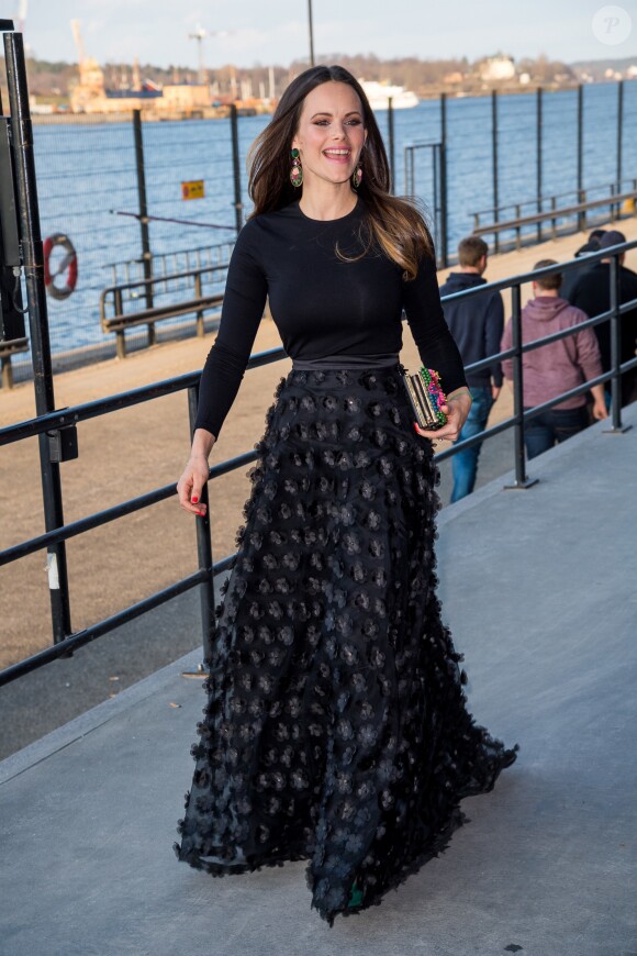 La princesse Sofia de Suède le 17 avril 2018 au Musée de la photographie de Stockholm pour le gala de printemps du Programme de développement des Nations unies.