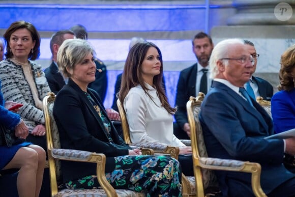La princesse Sofia de Suède participait le 9 avril 2018 au Global Child Forum organisé au palais royal à Stockholm.