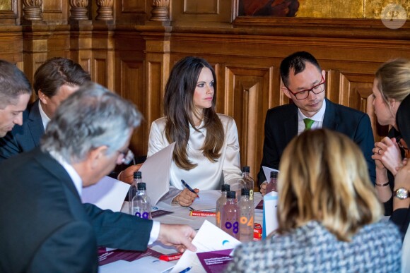 La princesse Sofia de Suède participait le 9 avril 2018 au Global Child Forum organisé au palais royal à Stockholm.
