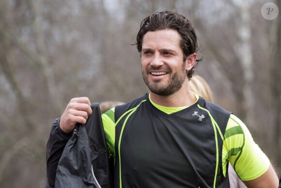 Le prince Carl Philip de Suède lors de la course caritative de l'association Lille Barnet dont il est le parrain, le 15 avril 2018 à Stockholm.