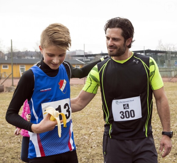 Le prince Carl Philip de Suède lors de la course caritative de l'association Lille Barnet dont il est le parrain, le 15 avril 2018 à Stockholm.