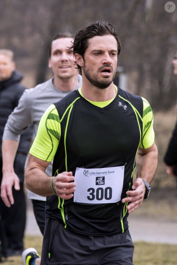 Le prince Carl Philip de Suède lors de la course caritative de l'association Lille Barnet dont il est le parrain, le 15 avril 2018 à Stockholm.