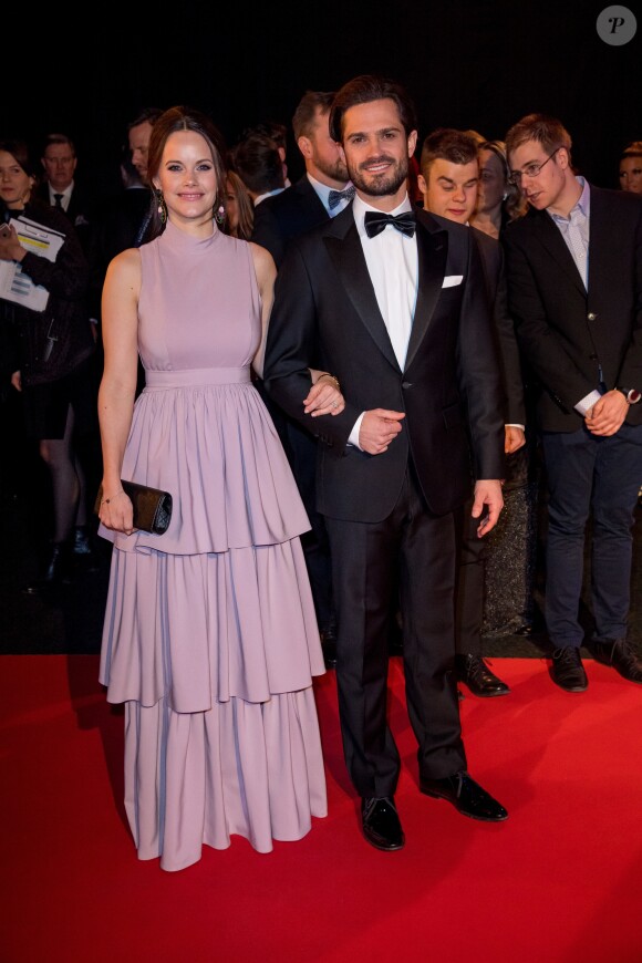 Le prince Carl Philip et la princesse Sofia de Suède le 15 janvier 2018 au Gala des Sports à Stockholm.