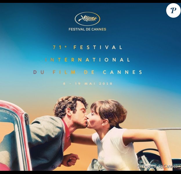 Affiche officielle du Festival de Cannes 2018 avec Jean-Paul Belmondo et Anna Karina dans Pierrot le fou.