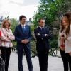 Justin Trudeau, Emmanuel Macron, Brigitte Macron et Marlène Schiappa - Le premier ministre Trudeau et le président Macron rencontrent les coprésidentes du Conseil consultatif sur l'égalité des sexes du G7 au Palais de l'Elysée à Paris, en France. 16 avril 2018.