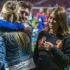 Lionel Messi avec sa femme Antonella Roccuzzo et Sofia Balbi - Les joueurs du FC Barcelona et leurs familles célèbrent la victoire de la finale de la Coupe du Roi au Wanda Metropolitano de Madrid, Espagne, le 21 avril 2018.