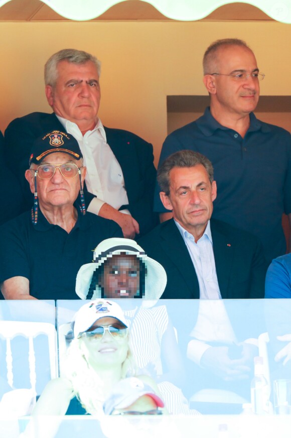 Nicolas Sarkozy et sa nièce Céline, fille de Valeria Bruni-Tedeschi et Louis Garrel, au Monte-Carlo Country Club lors du Rolex Monte-Carlo Masters 2018 à Roquebrune Cap Martin, France, le 21 avril 2018.