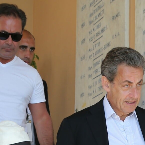 Nicolas Sarkozy et sa nièce Céline, fille de Valeria Bruni-Tedeschi et Louis Garrel, au Monte-Carlo Country Club lors du Rolex Monte-Carlo Masters 2018 à Roquebrune Cap Martin, France, le 21 avril 2018.