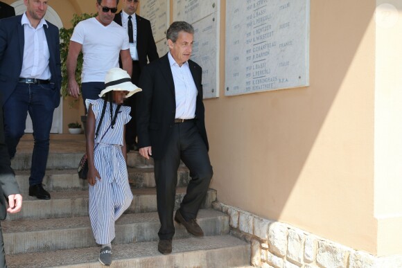 Nicolas Sarkozy et sa nièce Céline, fille de Valeria Bruni-Tedeschi et Louis Garrel, au Monte-Carlo Country Club lors du Rolex Monte-Carlo Masters 2018 à Roquebrune Cap Martin, France, le 21 avril 2018.