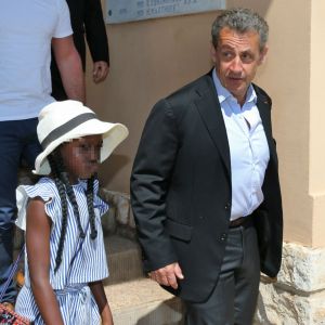 Nicolas Sarkozy et sa nièce Céline, fille de Valeria Bruni-Tedeschi et Louis Garrel, au Monte-Carlo Country Club lors du Rolex Monte-Carlo Masters 2018 à Roquebrune Cap Martin, France, le 21 avril 2018.