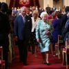 Le prince Charles et la duchesse Camilla avec la reine Elizabeth II à Londres le 19 avril 2018 lors de la rencontre des chefs d'Etats du Commonwealth.