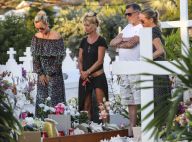 Laeticia Hallyday, sur la tombe de Johnny, se recueille avec Jean-Claude Camus