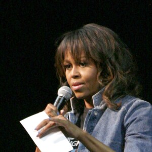 Michelle Obama lors de la 5e édition du National College Signing Day au Liacouras Center de l'université de Temple, à Philadelphie, le 2 mai 2018.