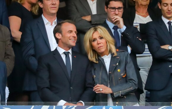 Emmanuel et Brigitte Macron - Célébrités lors de la finale de la Coupe de France opposant le club de Vendée les Herbiers Football (VHF) au Club du Paris Saint-Germain au Stade de France à Saint-Denis, le 9 mai 2018.