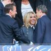 Emmanuel et Brigitte Macron saluant Nicolas Sarkozy - Célébrités lors de la finale de la Coupe de France opposant le club de Vendée les Herbiers Football (VHF) au Club du Paris Saint-Germain au Stade de France à Saint-Denis, le 9 mai 2018.