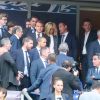 Le président de la République française Emmanuel Macron, sa femme la Première dame Brigitte Macron et Benjamin Griveaux - Célébrités lors de la finale de la Coupe de France opposant le club de Vendée les Herbiers Football (VHF) au Club du Paris Saint-Germain au Stade de France à Saint-Denis, le 9 mai 2018.