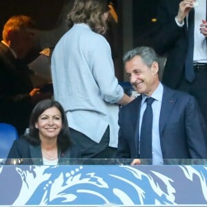 Anne Hidalgo et Nicolas Sarkozy - Célébrités lors de la finale de la Coupe de France opposant le club de Vendée les Herbiers Football (VHF) au Club du Paris Saint-Germain au Stade de France à Saint-Denis, le 9 mai 2018.