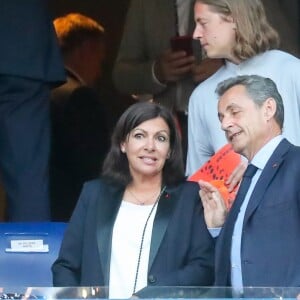 Anne Hidalgo, Nicolas Sarkozy et son fils Pierre - Célébrités lors de la finale de la Coupe de France opposant le club de Vendée les Herbiers Football (VHF) au Club du Paris Saint-Germain au Stade de France à Saint-Denis, le 9 mai 2018.