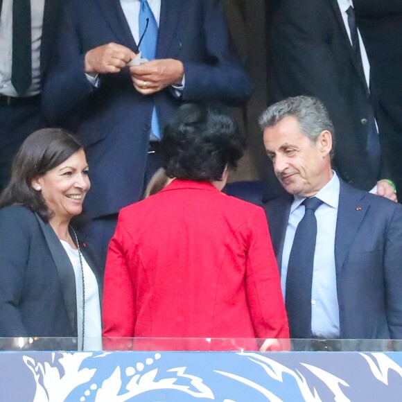 Anne Hidalgo et Nicolas Sarkozy - Célébrités lors de la finale de la Coupe de France opposant le club de Vendée les Herbiers Football (VHF) au Club du Paris Saint-Germain au Stade de France à Saint-Denis, le 9 mai 2018.
