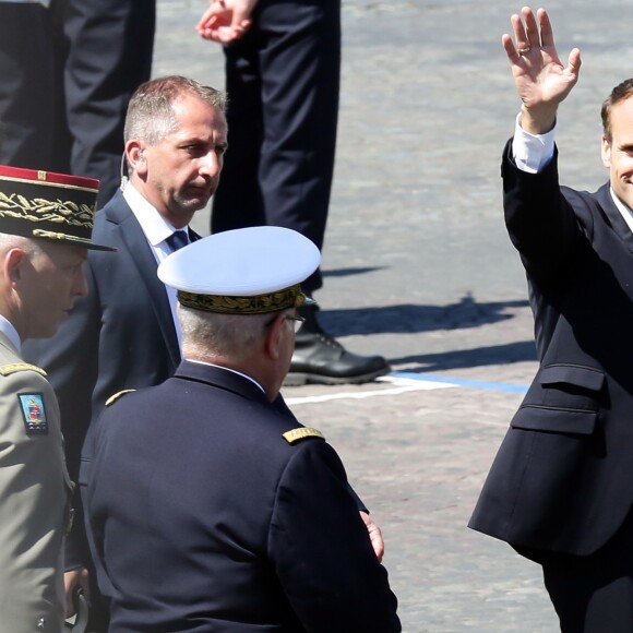 Le président de la république, Emmanuel Macron durant le 73ème anniversaire de la Victoire du 8 mai 1945, avenue des champs-elysées, Paris, France, le 8 mai 2018. © Stéphane Lemouton/Bestimage