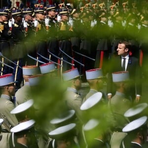 Le président de la république, Emmanuel Macron durant le 73ème anniversaire de la Victoire du 8 mai 1945, avenue des champs-elysées, Paris, France, le 8 mai 2018. © Stéphane Lemouton/Bestimage