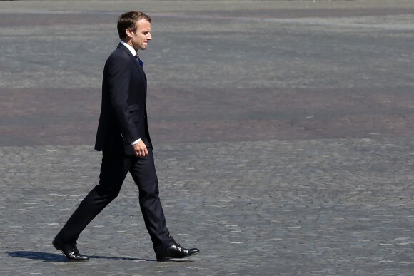 Le président de la république, Emmanuel Macron durant le 73ème anniversaire de la Victoire du 8 mai 1945, avenue des champs-elysées, Paris, France, le 8 mai 2018. © Stéphane Lemouton/Bestimage