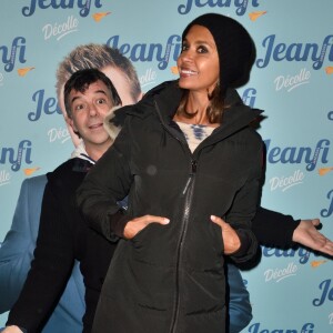 Stéphane Plaza et Karine Le Marchand assistent à la générale du spectacle de Jeanfi Janssens à l'Alhambra à Paris, le 7 décembre 2017.