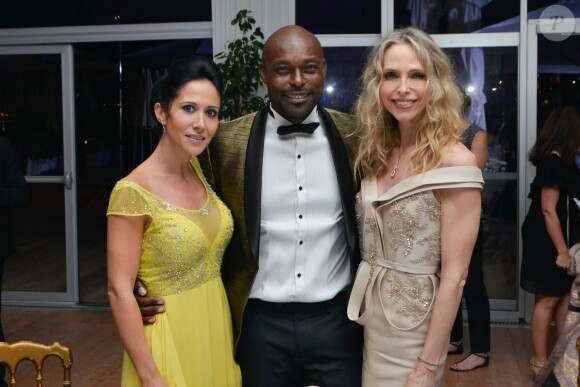 Exclusif - Fabienne Carat, Jimmy Jean-Louis et Tonya Kinzinger au dîner caritatif "The Global Gift Initiative", Carlton Beach Club lors du Festival International du Film de Cannes, le 11 mai 2018.