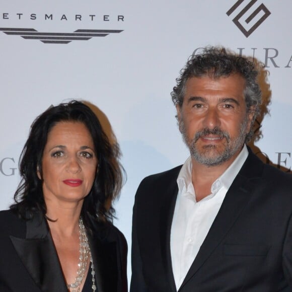 Exclusif - Daniel Lévi et sa nouvelle compagne Sandrine Aboukrat au dîner caritatif "The Global Gift Initiative" au Carlton Beach Club lors du 71ème Festival International du Film de Cannes, le 11 mai 2018. © CVS/Bestimage