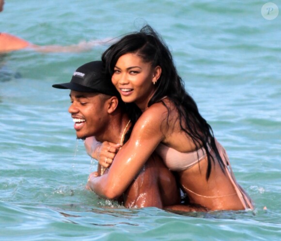 Chanel Iman et Sterling Shepard à Miami, le 30 juin 2017