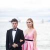 Chiara Ferragni et son fiancé le rappeur Fedez posent sur le ponton de l'hôtel Martinez lors du 71ème Festival International de Cannes le 13 mai 2018.