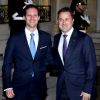 Xavier Bettel, le Premier ministre du Luxembourg et son mari Gauthier Destenay - Le grand-duc et la grande-duchesse de Luxembourg assistent au Dîner d'Etat, au Palais présidentiel de l'Elysée, offert par le président de la République française et sa femme la Première Dame à l'occasion d'une Visite d'Etat en France à Paris, France, le 19 mars 2018. © Jacovides-Moreau/Bestimage