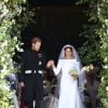 Le prince Harry, duc de Sussex, et Meghan Markle, duchesse de Sussex, lors de leur mariage le 19 mai 2018 à Windsor.